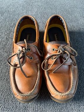 Timberland Brown Leather Boat Shoes with Moc Toe